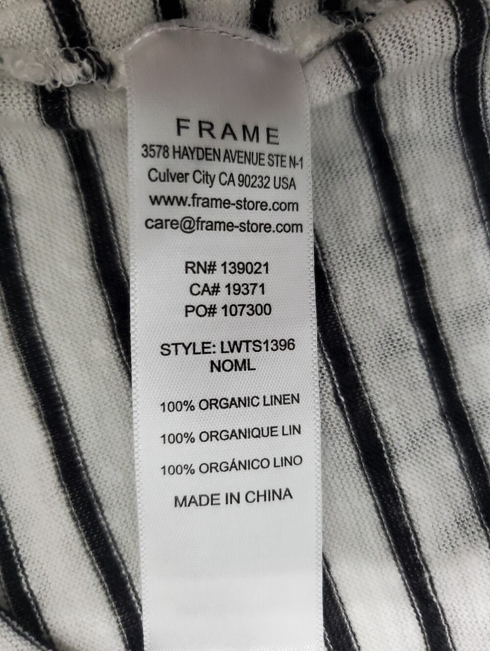 Frame Organic Linen Strioed Scoopneck Top Size Medium - Picture 7 of 7